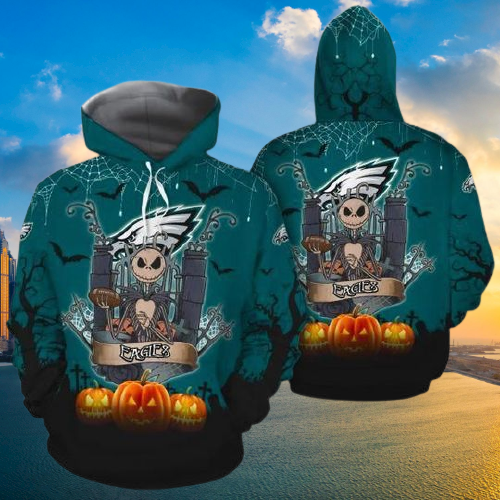 24-Jack Skellington Philadelphia Eagles 3d hoodie (2) 24 Jack Skellington Philadelphia Eagles 3d hoodie 2