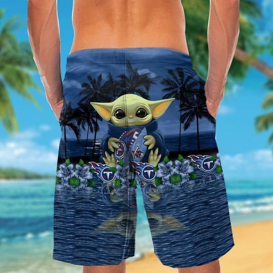 Tennessee Titans And Baby Yoda Hawaiian Shirt Short 4 25 Tennessee Titans And Baby Yoda Hawaiian Shirt Short 3