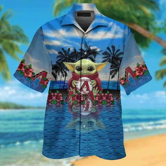 6 Arizona Diamondbacks And Baby Yoda Hawaiian Shirt Short 2