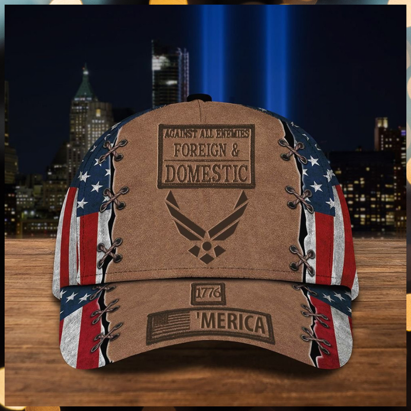 Air Force Logo Against All Enemies Foreign and Domestic 1776 Merica cap 4 Air Force Logo Against All Enemies Foreign and Domestic 1776 Merica cap