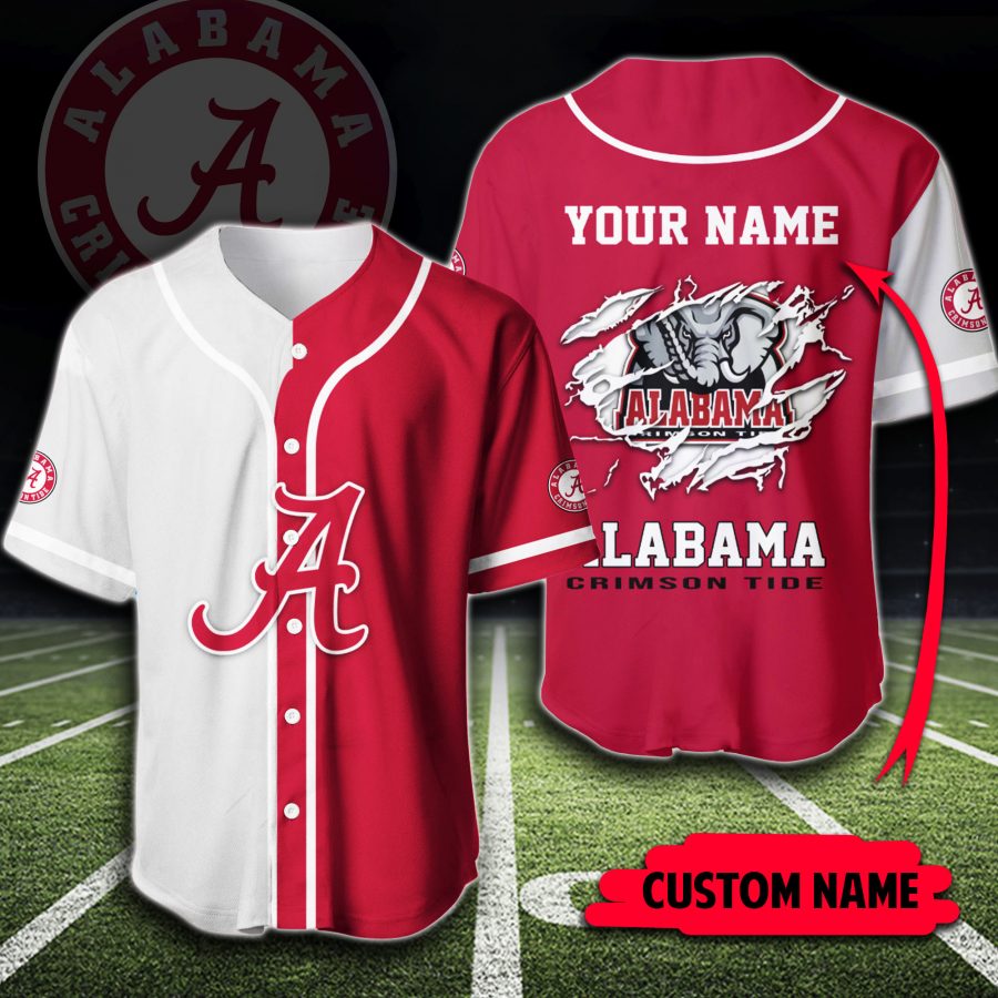 Alabama Crimson Tide custom personalized baseball jersey 2 Alabama Crimson Tide custom personalized baseball jersey 1
