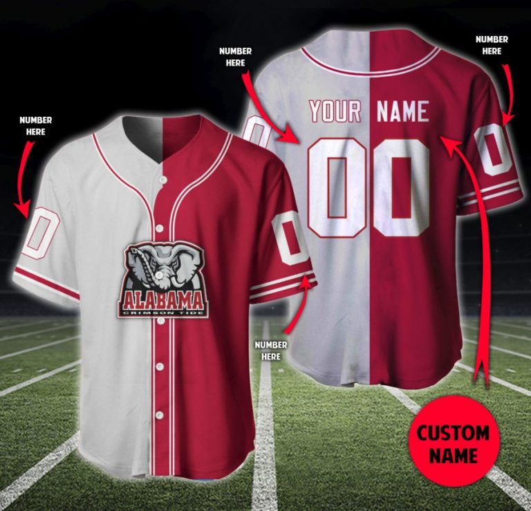 Alabama Crimson Tide custom personalized baseball jersey 2 Alabama Crimson Tide custom personalized baseball jersey 2