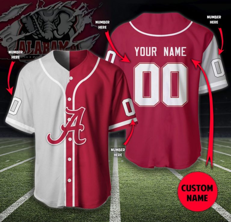 Alabama Crimson Tide custom personalized baseball jersey 4 Alabama Crimson Tide custom personalized baseball jersey 4