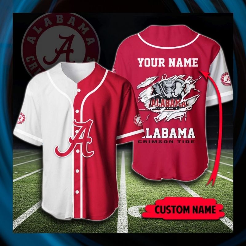 Alabama Crimson Tide custom personalized baseball jersey 6 Alabama Crimson Tide custom personalized baseball jersey 5
