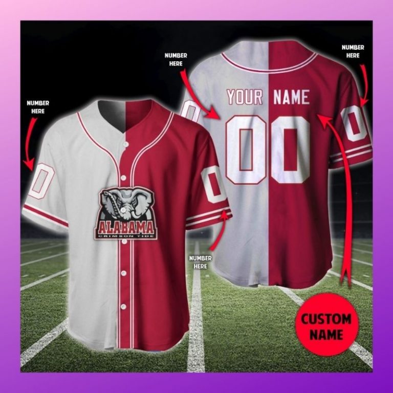 Alabama Crimson Tide custom personalized baseball jersey 6 Alabama Crimson Tide custom personalized baseball jersey 6