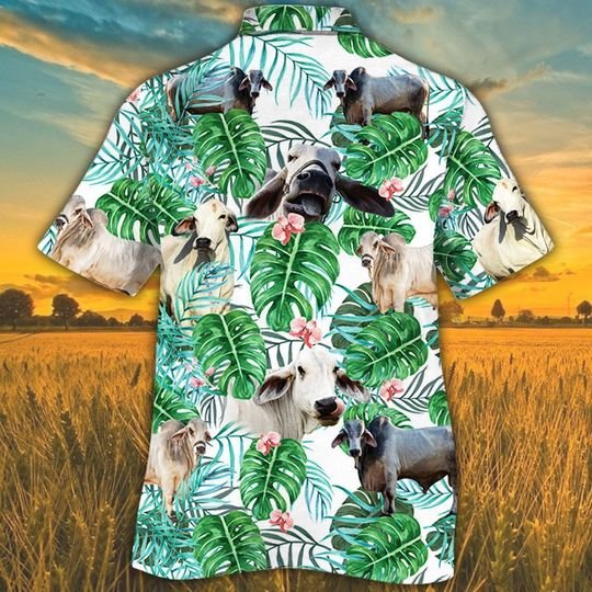American Brahman cattle tropical plant hawaiian shirt 3 American Brahman cattle tropical plant hawaiian shirt 2
