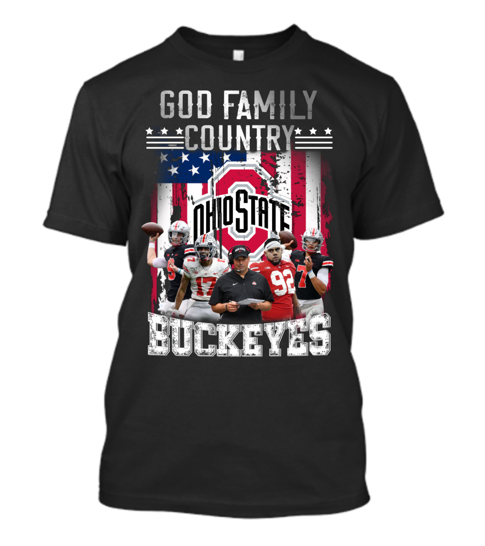 American Flag God Family Country Ohio State Buckeyes Hoodie And Shirt