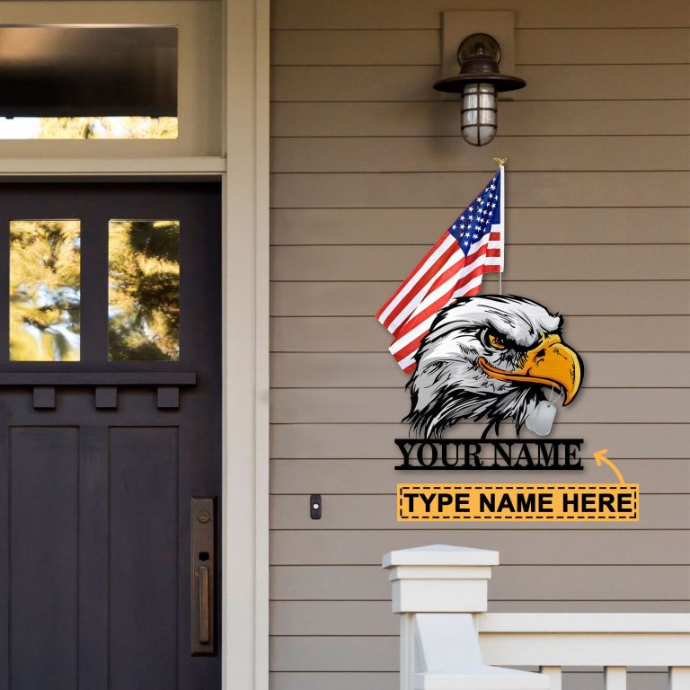 American flag eagle custom personalized metal sign 2