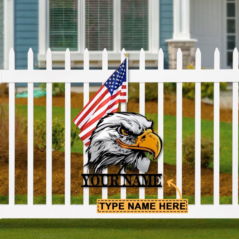 American flag eagle custom personalized metal sign 3