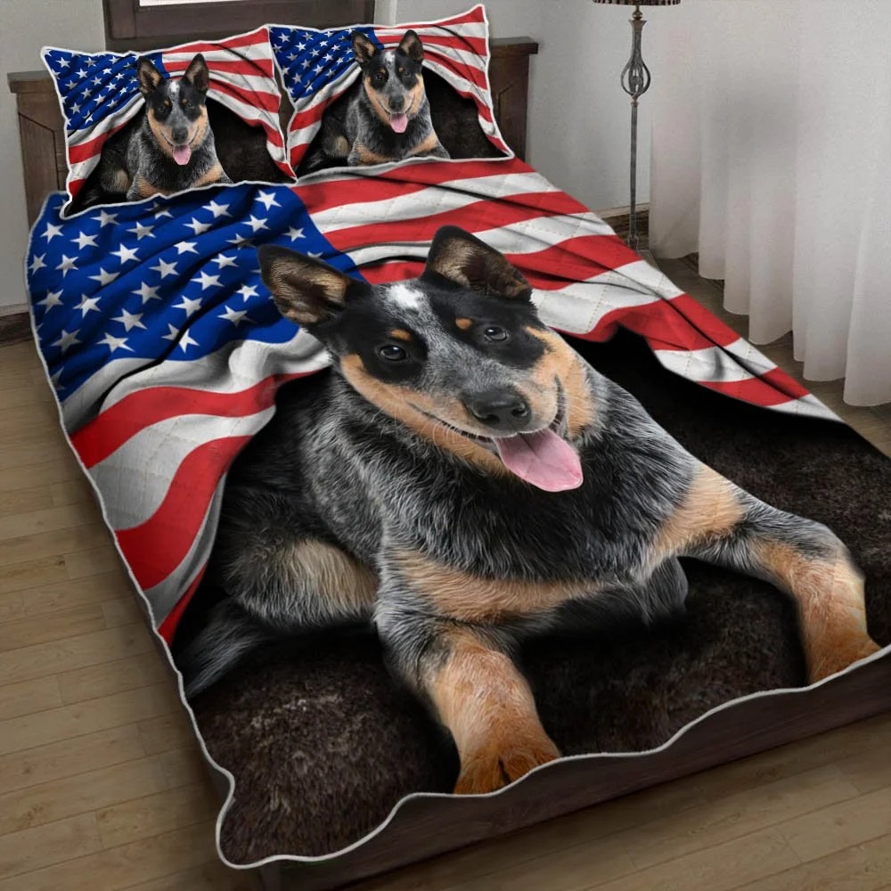 Australian Cattle Dog American flag quilt bedding set 5 Australian Cattle Dog American flag quilt bedding set 4