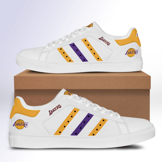 3-Los Angeles Lakers stan smith low top shoes (1) 3 Los Angeles Lakers stan smith low top shoes 1