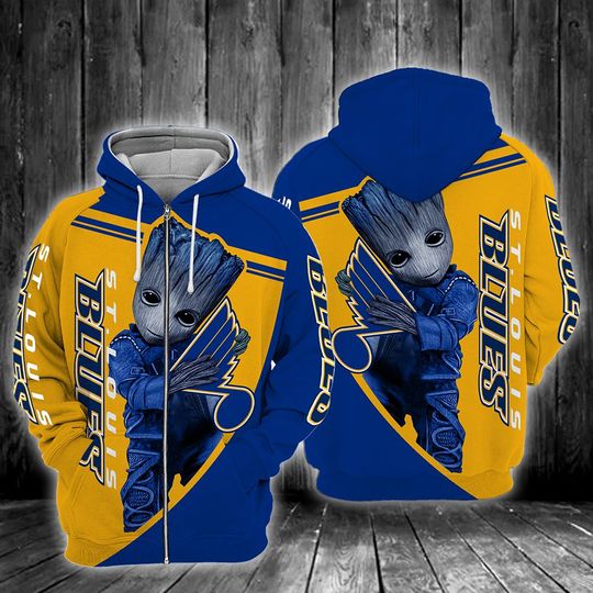 Baby Groot St. louis blues 3d all over print hoodie 4 Baby Groot St. louis blues 3d all over print hoodie3