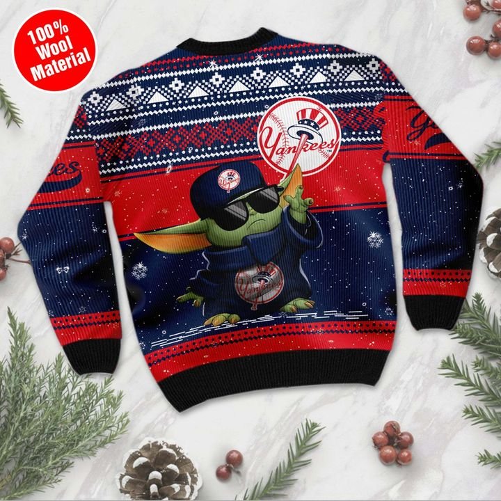 Baby Yoda New York Yankees ugly Christmas Sweater 2