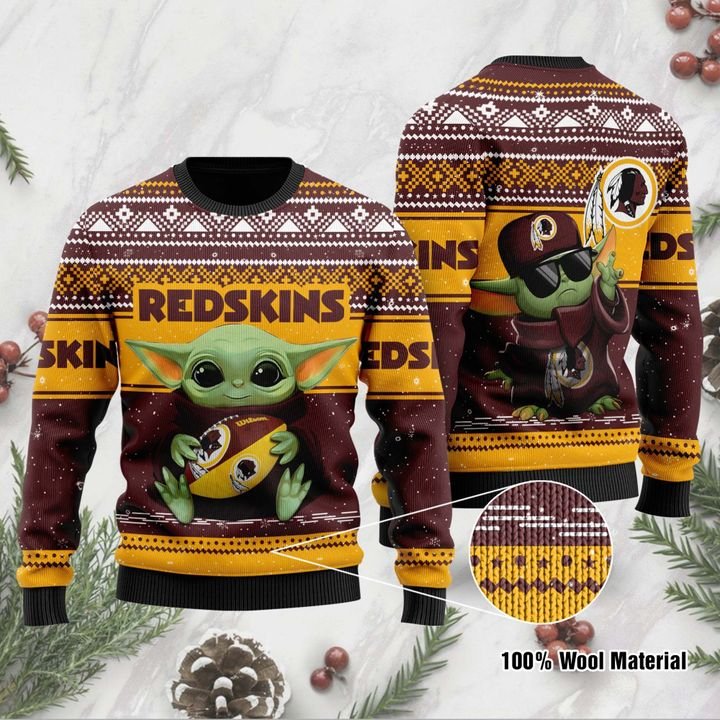 Baby Yoda Washington Redskins ugly Christmas Sweater 1