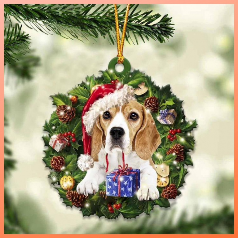 Beagle and Christmas gift Ornament 1