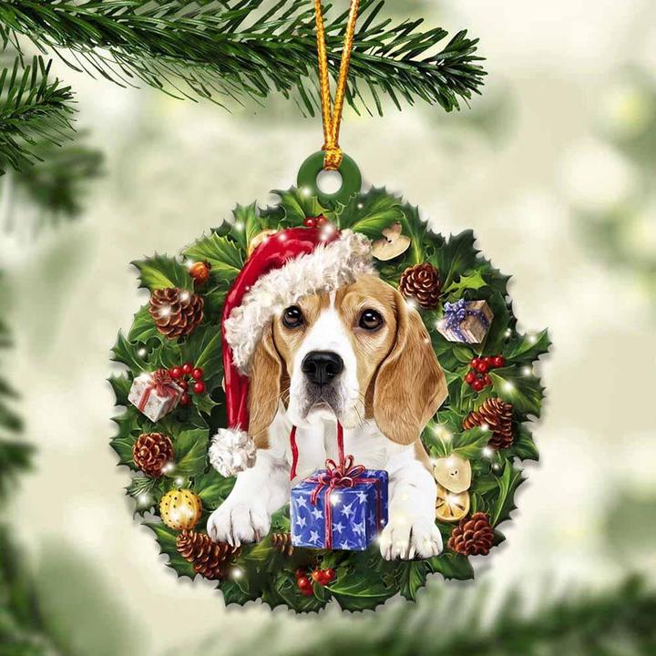 Beagle and Christmas gift Ornament 1 Copy