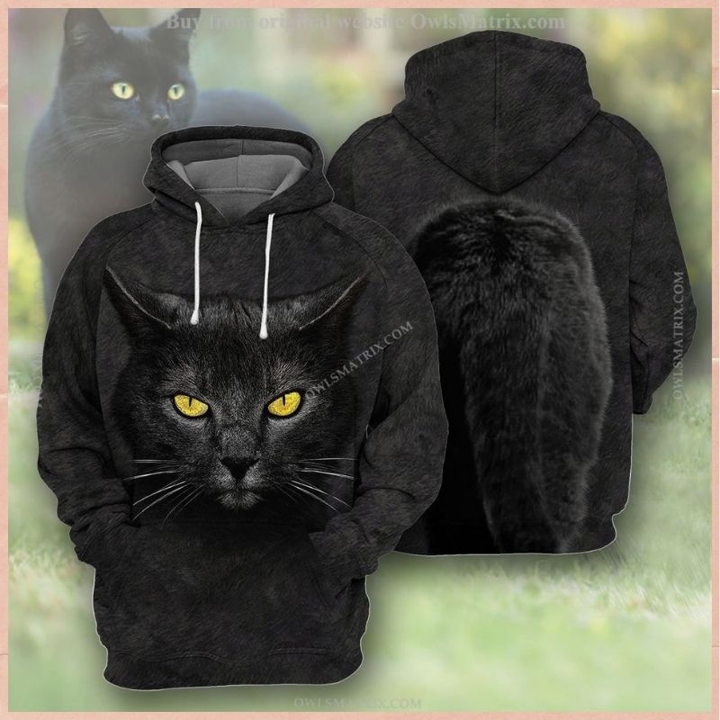 Black Cat 3d all over print hoodie 2 Black Cat 3d all over print hoodie 1