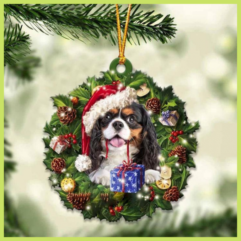 Black and Tan Cavalier and Christmas gift Ornament 2