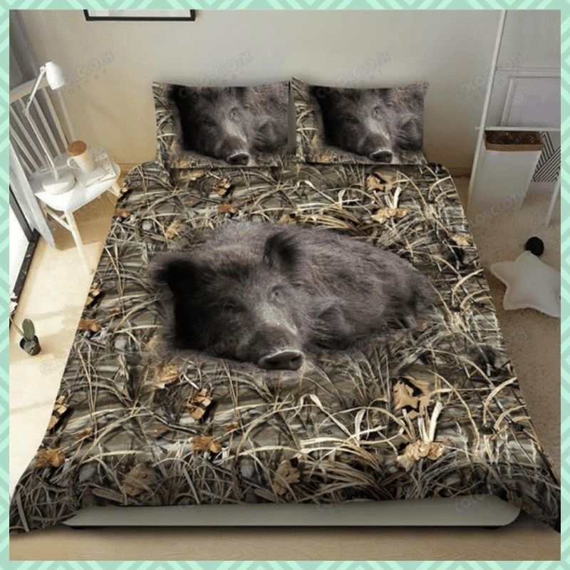 Boar hunting camo quilt bedding set 3 Boar hunting camo quilt bedding set 2