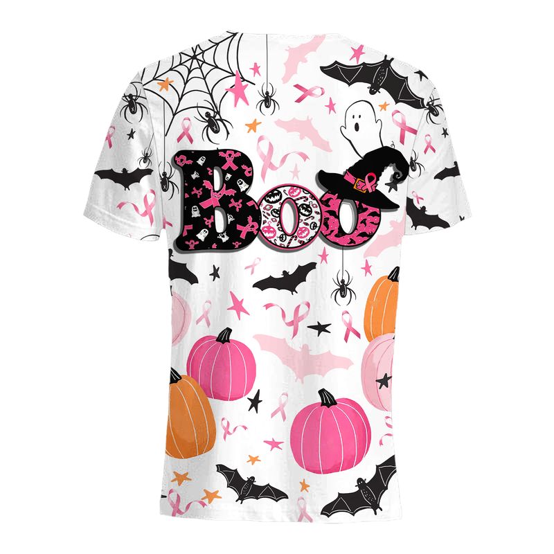 Boo Happy Halloween Breast Cancer Awareness shirt legging 2 Boo Happy Halloween Breast Cancer Awareness shirt legging 1
