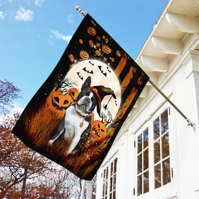 Boston Terrier Skull Halloween Flag 2 Boston Terrier Skull Halloween Flag 2