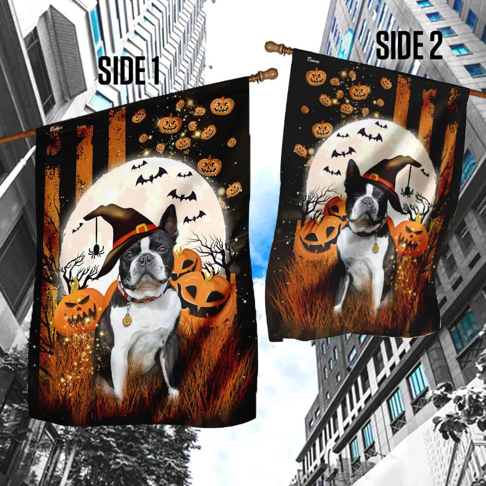 Boston Terrier Skull Halloween Flag 4 Boston Terrier Skull Halloween Flag 3