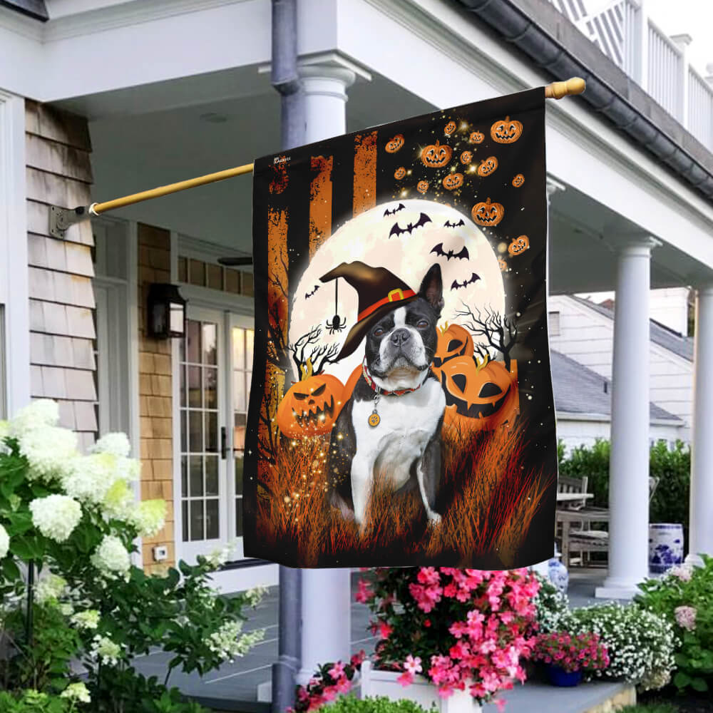 Boston Terrier Skull Halloween Flag 6 Boston Terrier Skull Halloween Flag
