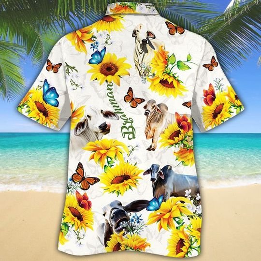 Brahman Cattle sunflower hawaiian shirt 3 Brahman Cattle sunflower hawaiian shirt 2