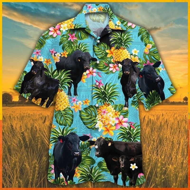 Brangus cattle pineapple Hawaiian shirt 3 Brangus cattle pineapple Hawaiian shirt 2