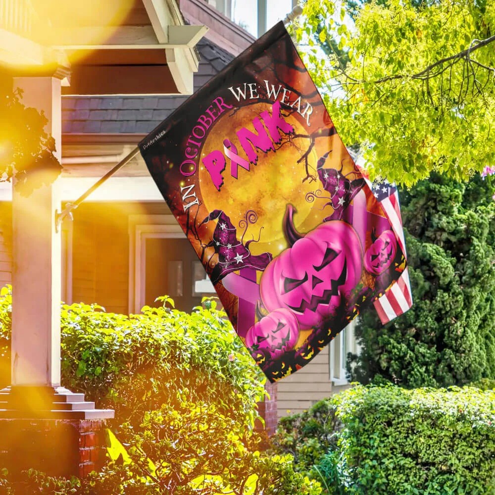 Breast Cancer Awareness in October we were pink pumpkin flag 1