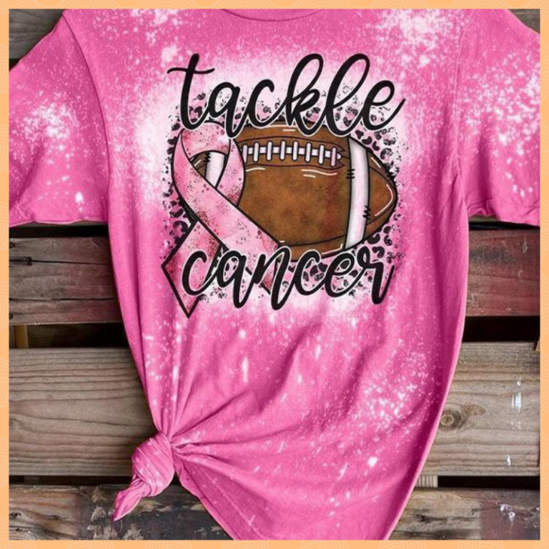 Breast Cancer awareness rugby ball tackle cancer bleach T shirt 2 Breast Cancer awareness rugby ball tackle cancer bleach T shirt 2
