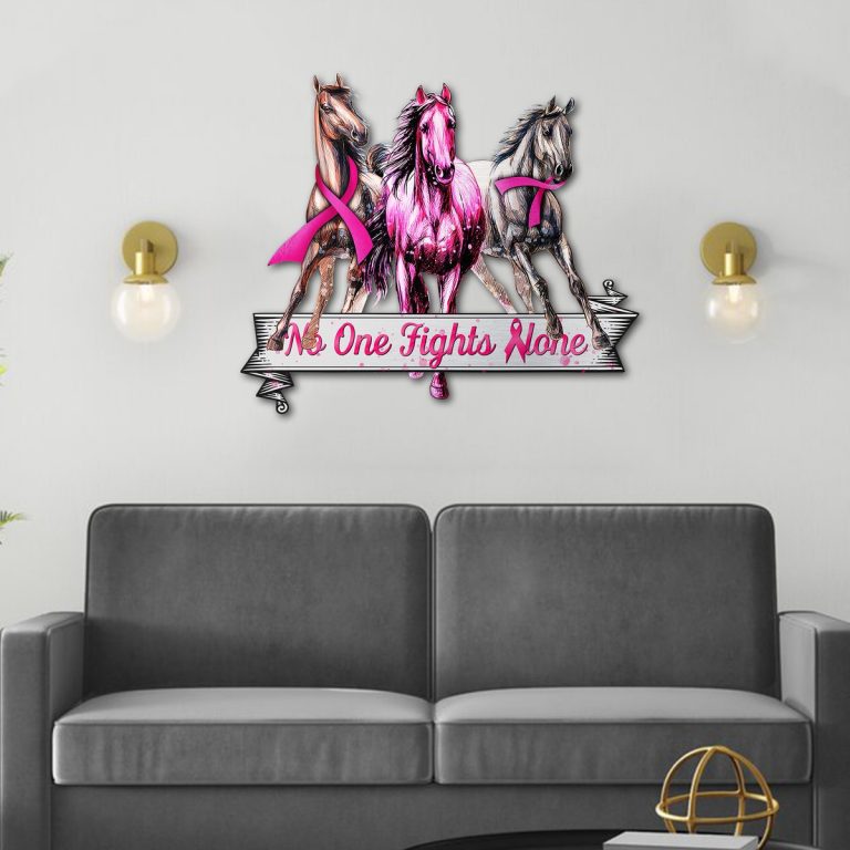 Breast cancer horse no one fight alone metal sign1