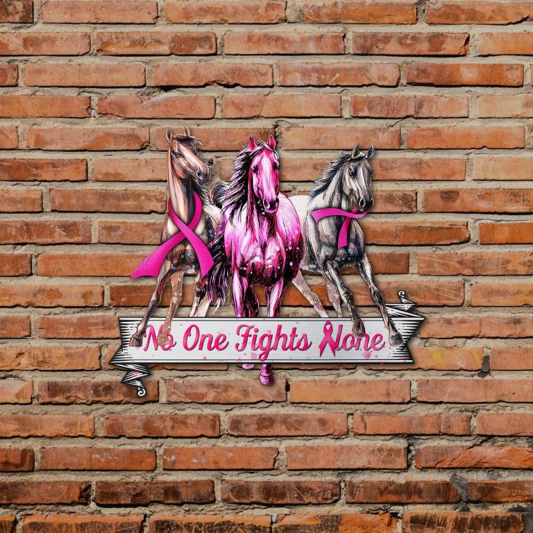 Breast cancer horse no one fight alone metal sign3