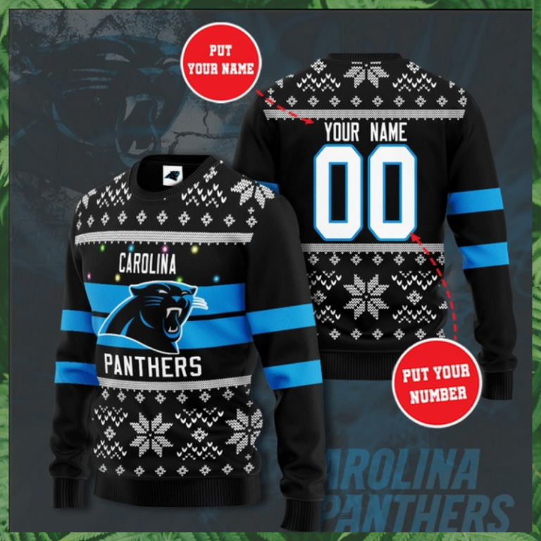 Carolina Panthers custom personalized ugly Christmas sweater 2
