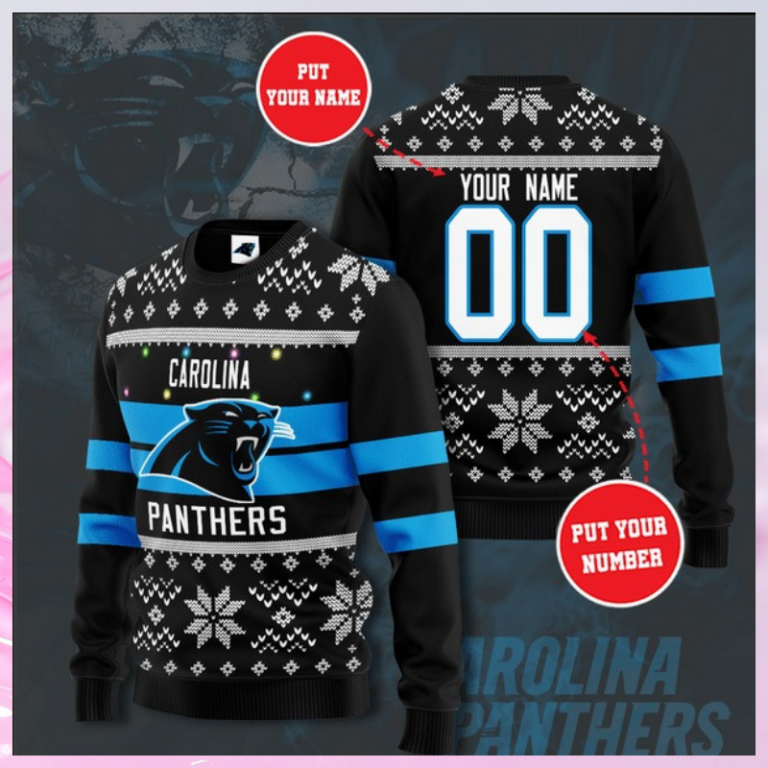 Carolina Panthers custom personalized ugly Christmas sweater 3