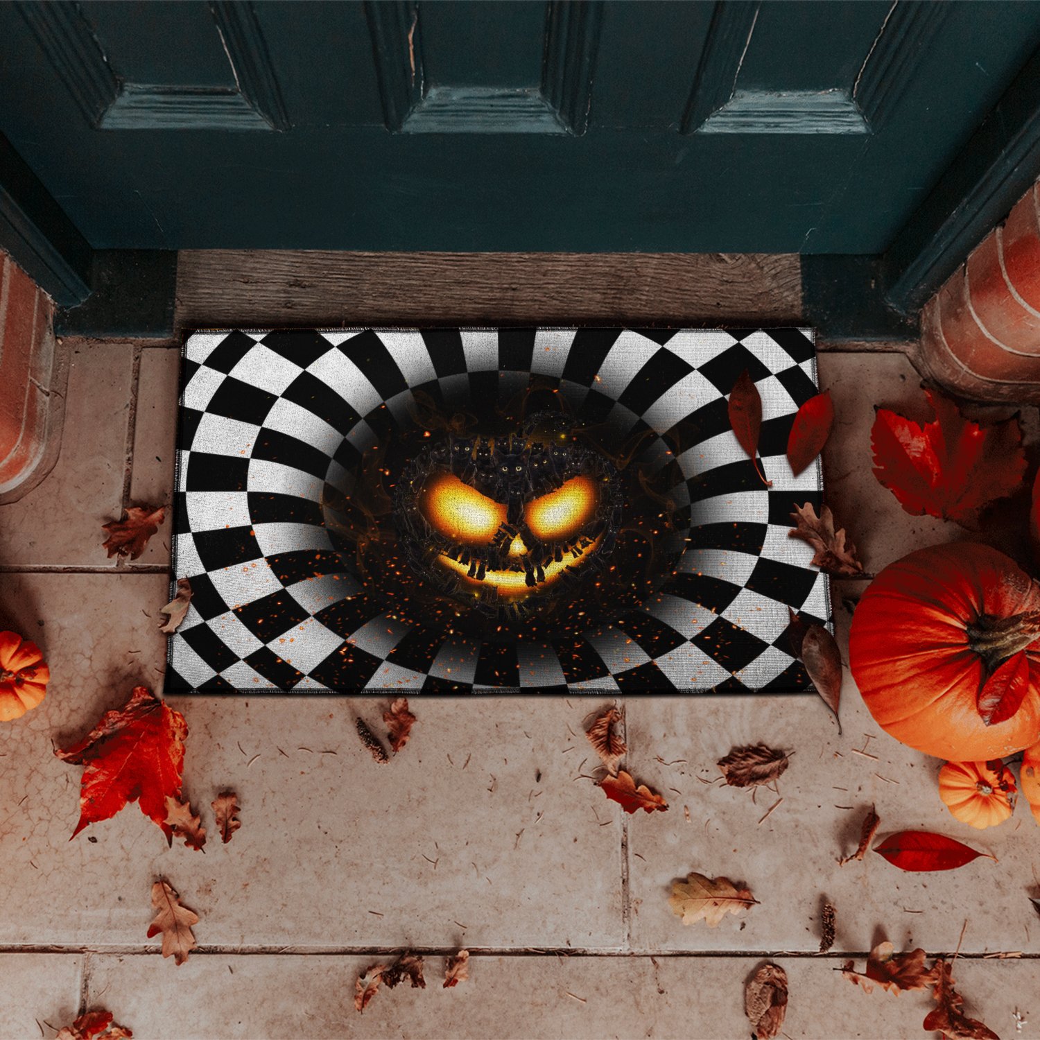Cat pumpkin illusion doormat 4 Cat pumpkin illusion doormat 3
