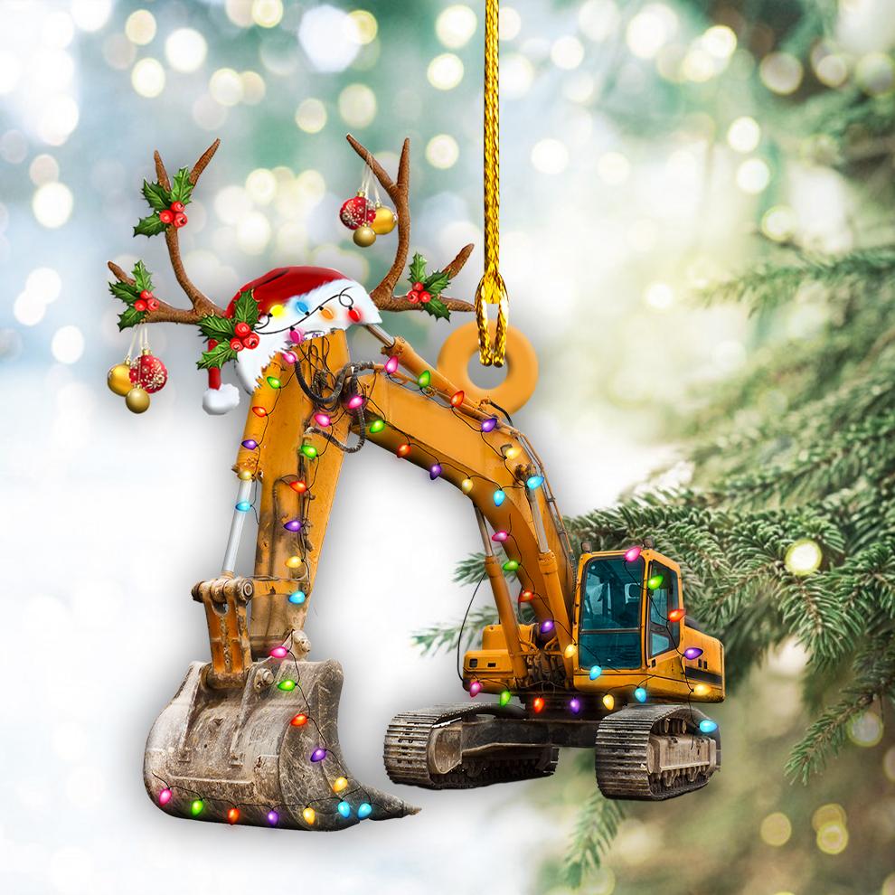 Christmas Excavator Light Shape Ornament 2