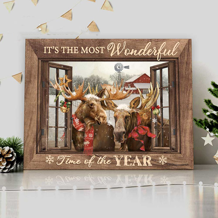 Christmas Reindeer Its The Most Wonderful Time Of The Year Canvas
