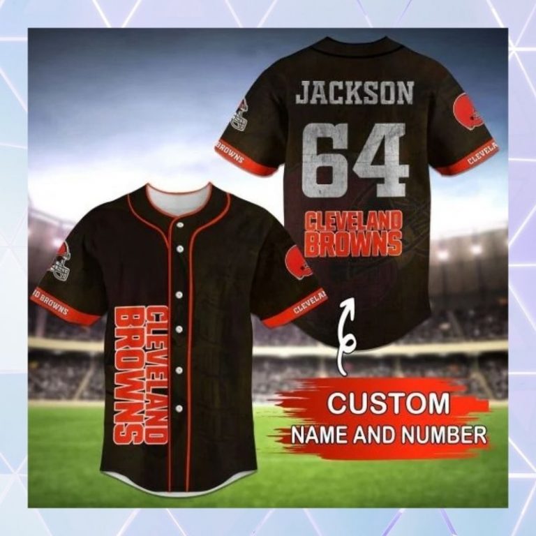 Cleveland Browns orange custom personalized baseball jersey 2