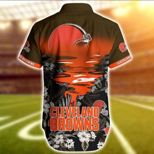 Cleveland Browns tropical flowers hawaiian shirt, short 5 Cleveland Browns tropical flowers hawaiian shirt short 4