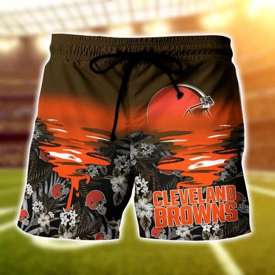 Cleveland Browns tropical flowers hawaiian shirt, short 6 Cleveland Browns tropical flowers hawaiian shirt short 5