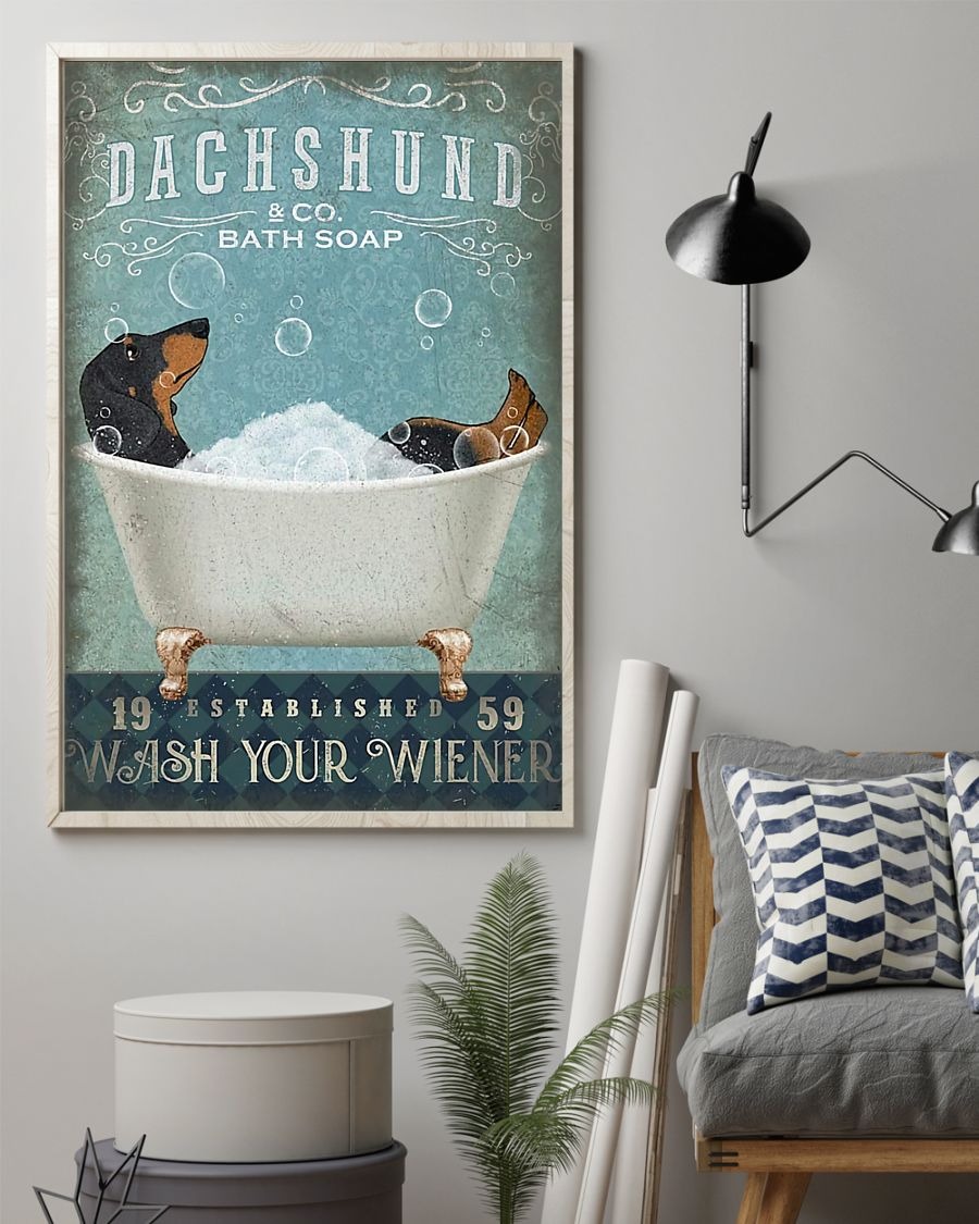 Dachshund and co bath soap established 1959 wash your wiener poster 1