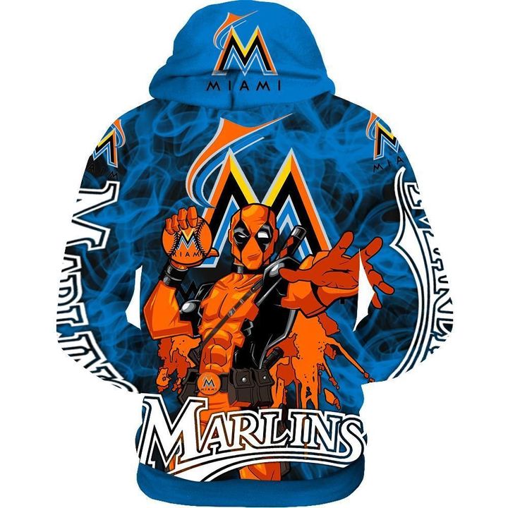 Deadpool Miami marlins 3d hoodie 2