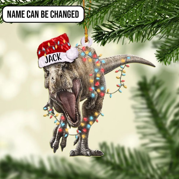 Dinosaur christmas custom personalized ornament 2