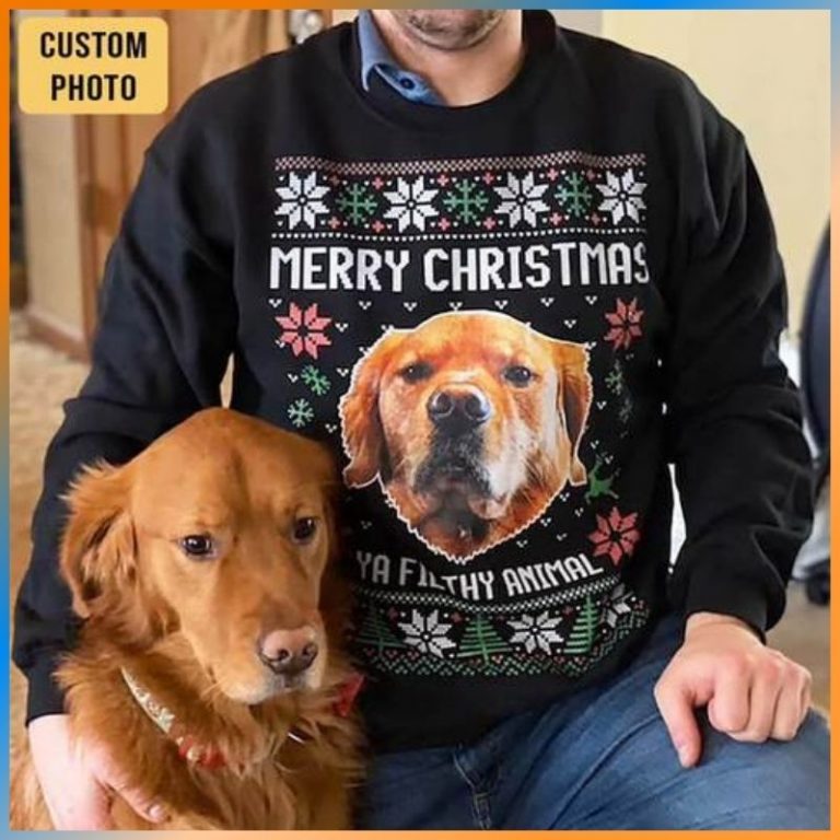 Dogs Merry Christmas custom photo and text 3d Ugly sweater 3