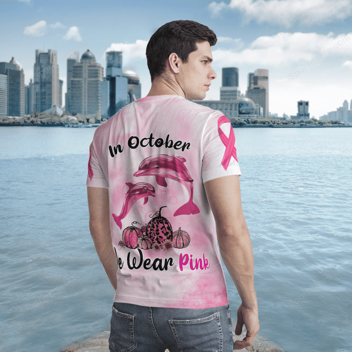 Dolphin In October We Wear Pink 3D Hoodie And Shirt1