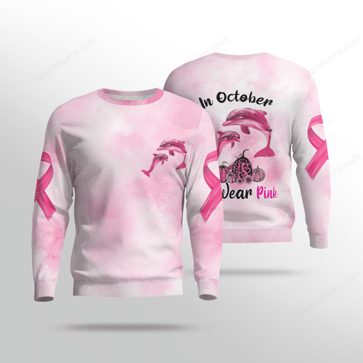 Dolphin In October We Wear Pink 3D Hoodie And Shirt3