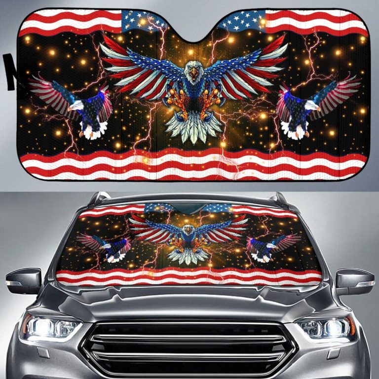 Eagle American Flag Car Sunshade