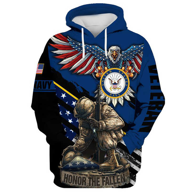 Eagle American Flag Navy Veteran Honor The Fallen 3D Hoodie And Shirt