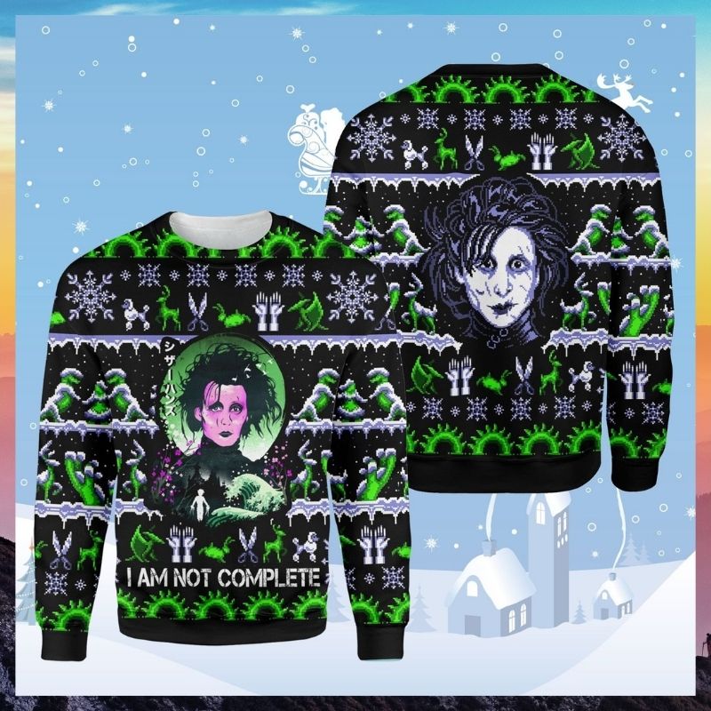 Edward Scissorhands I am not complete Ugly sweater 3 Edward Scissorhands I am not complete Ugly sweater 2